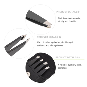 Mini pince à sourcils en acier inoxydable de qualité professionnelle Logo personnalisé emballé pointe oblique pointe pointue outil de beauté pratique - Product Image 2