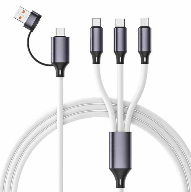 High Class 5-in-1 Silicone Travel Charger Cable Set Fast Charging & Data Sync for USB-C/Micro USB 7 Colors Printer Compatible