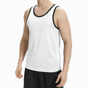 Camiseta sin mangas de punto moderna para hombre, cuello redondo, hecha a medida, transpirable, de secado rápido, de algodón, spandex y poliéster, para deportes y gimnasio. - Product Image 1