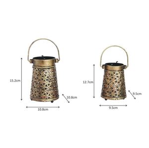 Linterna de Metal de diseño atractivo de latón AK con juego único de acabado antiguo de 2 tarros de vela de calidad superior para decoración del hogar - Product Image 3