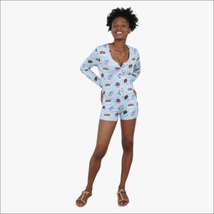 Pijama Enterizo Personalizado con Estampado Gráfico para Mujer, Ropa de Moda Femenina al por Mayor, Conjunto de Ropa para el Hogar Suave, Transpirable y Ajustado - Product Image 1