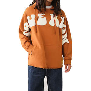 Sweat-shirt à capuche surdimensionné pour homme, 400g, motif lettres au crochet, personnalisé pour l'automne, doublure 100% coton, épais - Product Image 1