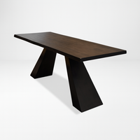 Table à manger rectangulaire moderne en bois massif avec plateau spacieux |   Table durable 6 places pour la maison, les restaurants et les cafés