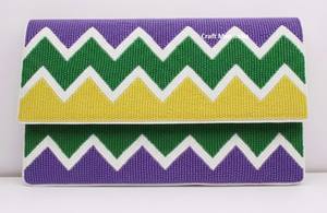 Bolso de Mano con Cuentas Hecho a Mano de Diseñador para el Mardi Gras, Diseño Abstracto a Cuadros, Bolso Elegante para Mujer, Ideal para Regalos y Eventos - Product Image 5