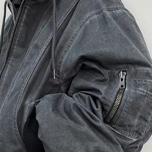 Blouson aviateur personnalisé en toile épaisse pour hommes Nouveau design Vêtements de travail pour hommes Capuche de détresse Teinte à froid Boxy Crop Workers Printemps - Product Image 6