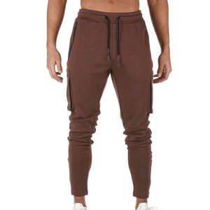 Pantalon de jogging en coton décontracté pour hommes, taille haute, vêtements d'entraînement de gymnastique en toile légère, fermeture à la taille élastique - Product Image 4
