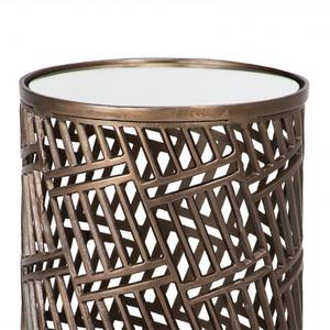 Tabouret latéral en métal au design perforé Tabouret d'appoint rond en aluminium coulé Console en incrustation d'os pour meubles de salon et de chambre à coucher - Product Image 3