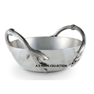 Oval Shape <b>Table</b> Top Handcrafted Glossy White Colour With Aluminium Metal Stylish Handle Decorative Bowl - Product Image 4