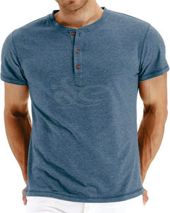 T-shirt 2025 coton respirant à manches longues et boutons décontracté tricoté de couleur unie pour hommes, logo 100% brodé personnalisé en gros - Product Image 1