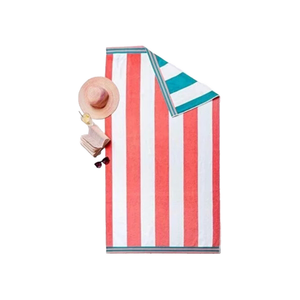 Toalla de playa de lujo certificada OEKO TEX bordada de algodón 100% cómodo de felpa de secado rápido resistente a la arena ligera Azul Marino - Product Image 4