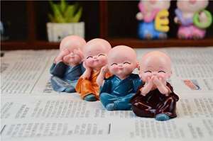 Ensemble de 4 figurines décoratives Baby Monk Buddha (multicolore) - Product Image 3