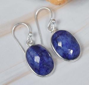 Bijoux de mode pour femmes Boucles d'oreilles en pierres précieuses Lapis Lazuli Boucles d'oreilles en argent sterling massif 925 pour femmes et filles Boucles d'oreilles en argent - Product Image 3