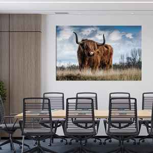 Toile imprimée Vache des Highlands : Art animalier écossais sur verre trempé, TOILE ENVELOPPÉE - Product Image 1
