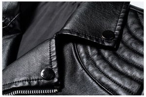 Vestes en cuir PU de haute qualité pour hommes printemps automne hiver porter à la mode solide col montant avec toile veste d'hiver chaude - Product Image 5