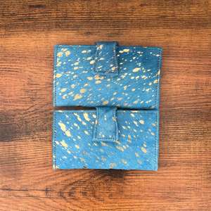 Best Seller Hair On Turquesa Metallic Cowhide Leather Checkbook Long Wallet Western Genuine Leather Credit Card Cartera de mujer - Product Image 2