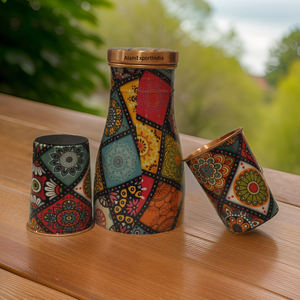 ขวดน้ำทองแดงบริสุทธิ์มาใหม่วินเทจขวดน้ำ100% กันรั่วพร้อมแก้ว2ใบออกแบบได้ตามต้องการสำหรับขวดน้ำโอ๊ะข้างเตียง - Product Image 3