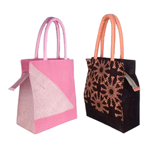 Bolsas de yute de alta calidad para compras, regalos de comestibles, patrón de tela de estilo personalizado, Color pequeño, origen crudo, India - Product Image 1