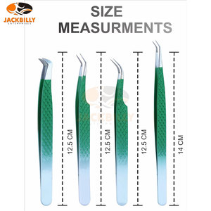 Juego de pinzas de extensión de pestañas Premium Diseño de patrón, punta de fibra, agarre de diamante, acabado de dos colores Pinzas puntiagudas de 4 piezas - Product Image 2