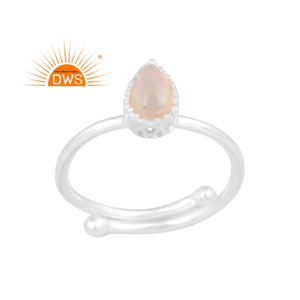 Best Quality Fine Sterling Silver Natural Ethiopian <b>Opal</b> Gemstone Pear Design Stackable <b>Ring</b> Custom Jewelry Manufacturer - Product Image 1