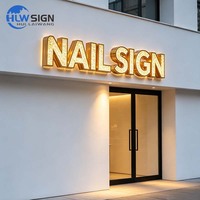 Enseigne lumineuse diamantée IP65 résistante aux intempéries, lettres dorées, signalétique commerciale pour salon de manucure, studio de beauté, enseigne de magasin