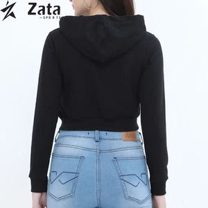 Nueva llegada Sudadera corta con capucha para mujer Tela de punto transpirable Logotipo frontal Longitud corta Ropa de abrigo de moda - Product Image 6