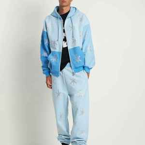 Custom Design Cotton Polyester Made Rhinestone Hoodies Basics Cotton Blended Top Quality Full <b>Pullover</b> <b>Men</b> Rhinestone Hoodies - Product Image 5