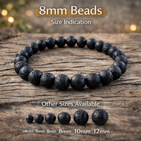 Pulsera de Piedra Volcánica Natural Tallada de Alta Calidad, Cuentas Elásticas de 8mm, Joyería de Piedras Preciosas Hecha a Mano, Tendencia de Moda para Meditación