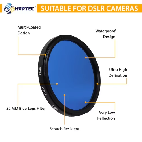 52 MM Blue Color Lens Filter Camera Photography Enhancing Sky And Water Visual Depth With Durable Glass And Smooth Mount