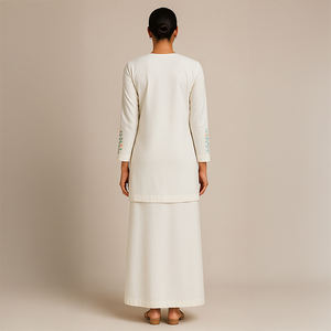 Broderie florale Style moderne Baju Kurung Set Vêtements musulmans traditionnels Deux pièces - Product Image 3