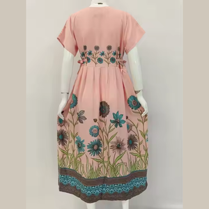 Nouveau matériel Cool Chibi robe pour les mères allaitantes genou longueur Style quotidien col en v avant bouton taille élastique doux conception Simple - Product Image 5