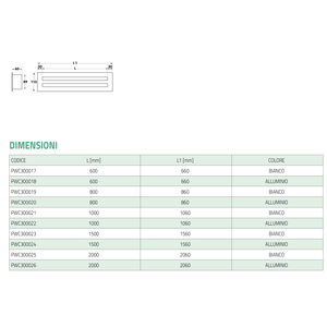 Difusor Lineal Tecnosystemi con Amortiguador de 2 Ranuras, Aluminio Pintado en Blanco, L.600 PWC300017, Rejilla y Difusor - Product Image 5