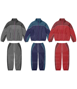 Vêtements décontractés pantalon et veste de survêtement coupe-vent deux pièces logo de sérigraphie 100% survêtement en nylon pour hommes - Product Image 5