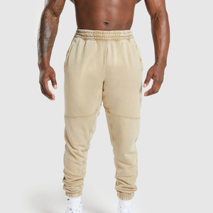 Haute qualité taille élastique hommes survêtement pantalons de survêtement vente chaude coton polaire pantalons décontractés taille moyenne plaine teint toile - Product Image 3