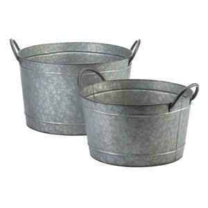 Precios de venta calientes, maceta de flores galvanizada de Metal con asas para balcón interior, decoración al aire libre, juego de macetas - Product Image 3
