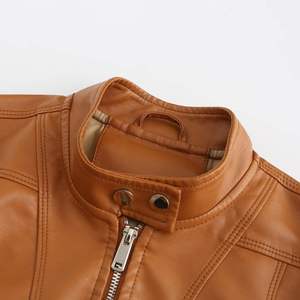 Veste en cuir de motard en cuir pour femmes Veste de motard pour femmes Couleur jaune en peau de mouton à manches longues Mode peau de vache - Product Image 3