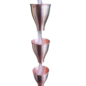 Chaîne de pluie décorative en métal finition cuivre, design unique, pour la décoration extérieure de la maison et du jardin - Product Image 1