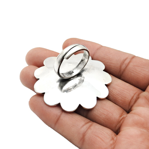 Indian Artisan Handcrafted Jewelry 925 Sterling Oxidized Silver <b>Flower</b> Shape Ethnic Ring for Woman <b>Girl</b> Wholesale Price Supplier - Product Image 4