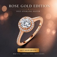 Bague en argent sterling S925 avec moissanite, pavé halo et sertissage clos rond, bijoux pour femme pour fiançailles et soirées