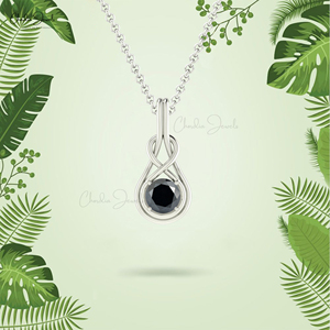 จี้เพชรสีดำธรรมชาติใน14K โซลิแทร์ทองจี้6Mm รอบเพชรอินฟินิตี้จี้เครื่องประดับเพชรที่ทำด้วยมือ - Product Image 3