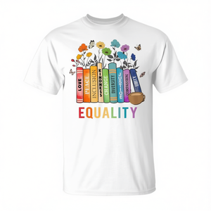 Camiseta con Estampado de Flores de Igualdad, Artículos Promocionales con Mensajes de Amabilidad, Paz, Amor y Igualdad - Product Image 2