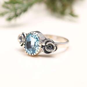 Bijoux en argent sterling 925 faits à la main tendance, topaze bleue ovale naturelle étincelante, classique pour cadeau de petite amie, qualité impeccable - Product Image 3