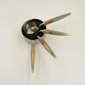 4 Pcs Stainless Steel Natural Polished Stainless Steel <b>Measuring</b> <b>Cups</b> and Spoons Set With Resin Handle - Product Image 3