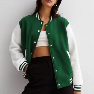 Vestes universitaires décontractées en cuir pour femmes avec col montant, tricotées, unies, respirantes et coupe-vent pour l'hiver - Product Image 3