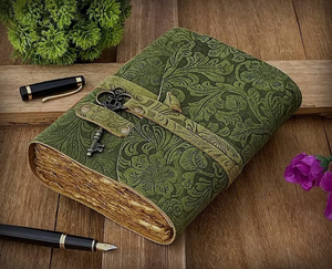 Cuaderno de Cuero Genuino de Alta Calidad a Precio de Fábrica al por Mayor, Diario de Tapa Dura con Diseño Floral Vintage, Cuaderno de Bocetos con Lápiz para Regalo - Product Image 5