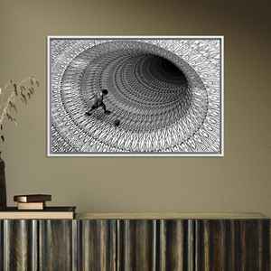 Toile imprimée avec illusion d'optique abstraite - Décoration murale élégante, TOILE ENCADRÉE BLANCHE - Product Image 1