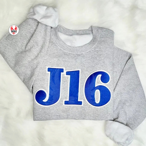 Zeta Shield Chenille sudadera algodón polar bordado griego hermandad Zeta Phi Beta azul pulóver cuello redondo para mujer - Product Image 3