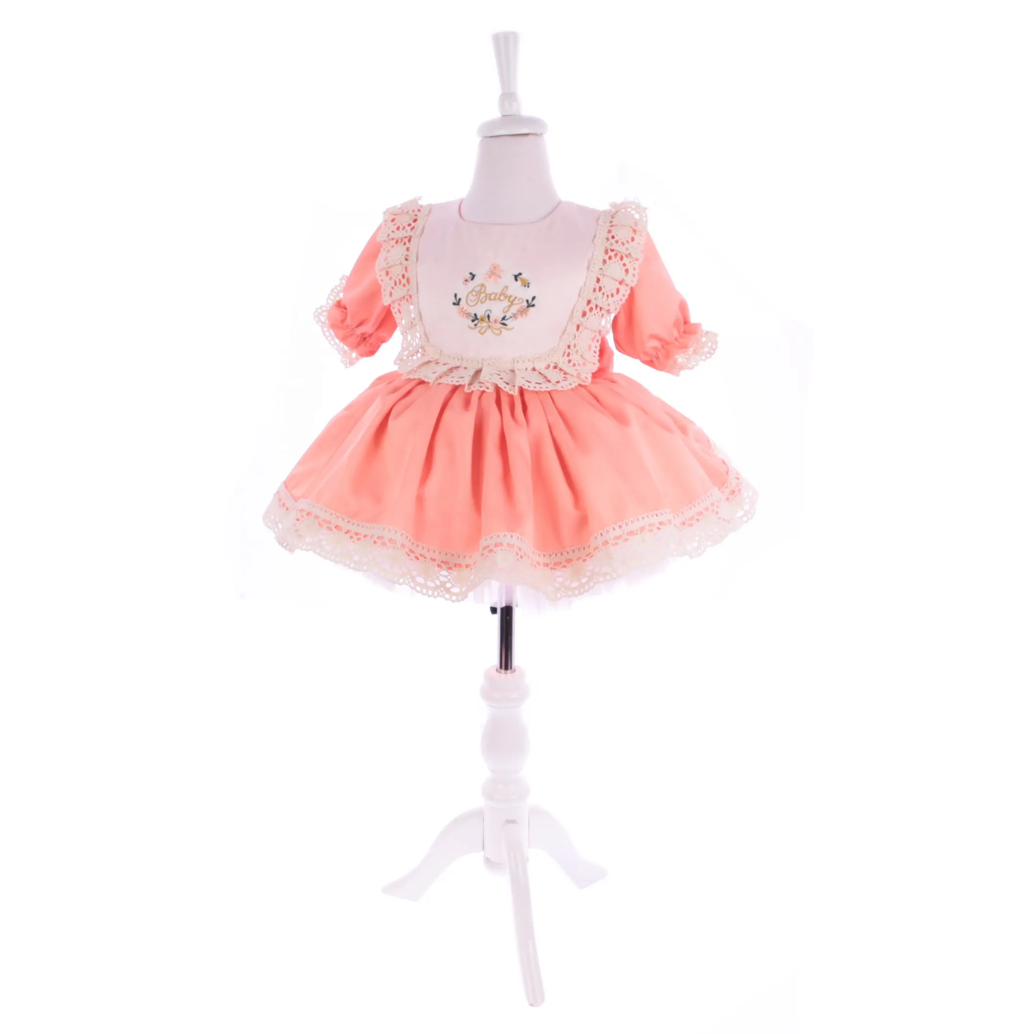 Wholesale Custom High Quality Modern Luxury Vintage Baby Girls Dresses Hair Band Shoes 1 Years Party Birthday Wedding Dress