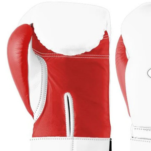 Guantes de Boxeo Profesionales de Cuero Blanco y Rojo con Velcro en la Muñeca, Guantes de Entrenamiento y Sparring para Hombres y Mujeres - Product Image 4