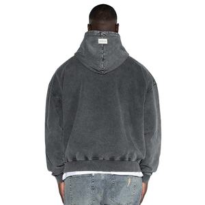 Sweats à capuche personnalisés pour hommes pulls vierges surdimensionnés à épaules tombantes sweats à capuche en coton lourd délavé à l'acide prix très bon marché - Product Image 4