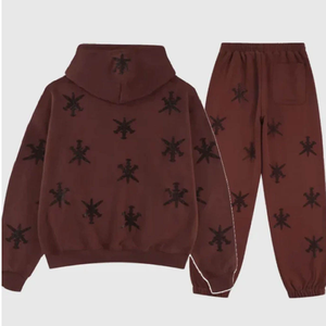 Graphic Printing Rhinestone Distress Blank Winter Streetwear 100% Cotton Hoodie and Baggy <b>Sweatpants</b> Tracksuit for Men - Product Image 2